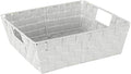 Simplify Large Shelf Woven Strap Tote | Decorative Storage Basket | Built in Handles | Organization | Closet | Bedroom | Bathroom | Nursery | Accessories | Toys | Gifts | 1 Pack | Heather Grey