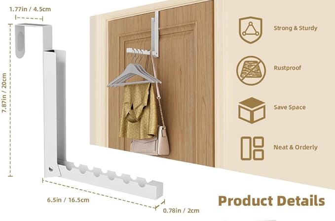 ZMBESUP Over The Door Hanger Folding Clothes Drying Rack, Folding Hanging Coat Rack for Indoor Laundry Room Compact Small Space Foldable Portable Clothing Hanger Hook Collapsible- 1 Pack（White）
