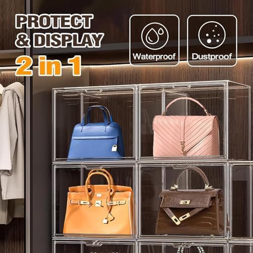 EDS FAM 10 Pack Clear Thicken Sturdy Shoe Storage Organizer with Magnetic Door Stackable Boxes for Closet Folding Space-Saving Shoe Rack for Sneaker Boot Plastic Cabinet