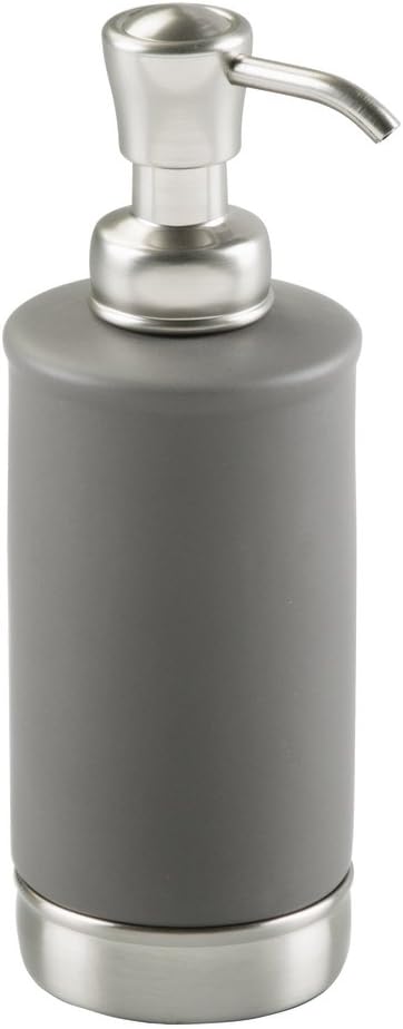 iDesign Hand Soap Dispenser for Bathroom or Kitchen - Refillable Soap Pump Bottle - Gray/Brushed Nickel