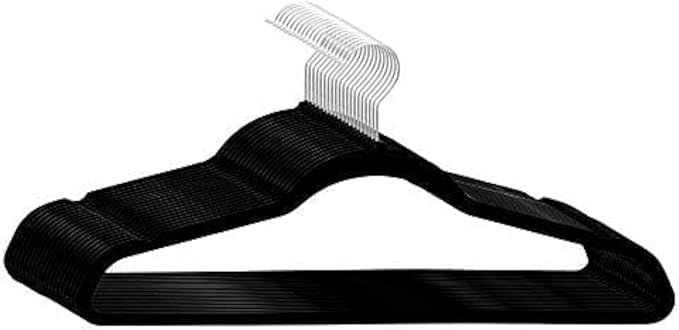 Premium 20 Pack - Ultra Thin No Slip Velvet Suit Swivel Hangers - 21" Extra Wide Strong Velvet Hangers - Space Saving Clothes Hangers - 21x0.2x10 inches (Black)