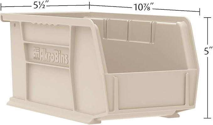 Akro-Mils 30230 AkroBins Plastic Storage Bins, Space-Saving Stackable Bins for Garage, Pantry, Craft Organization, 11-" x 5-" x 5-", Yellow, 12-Pack