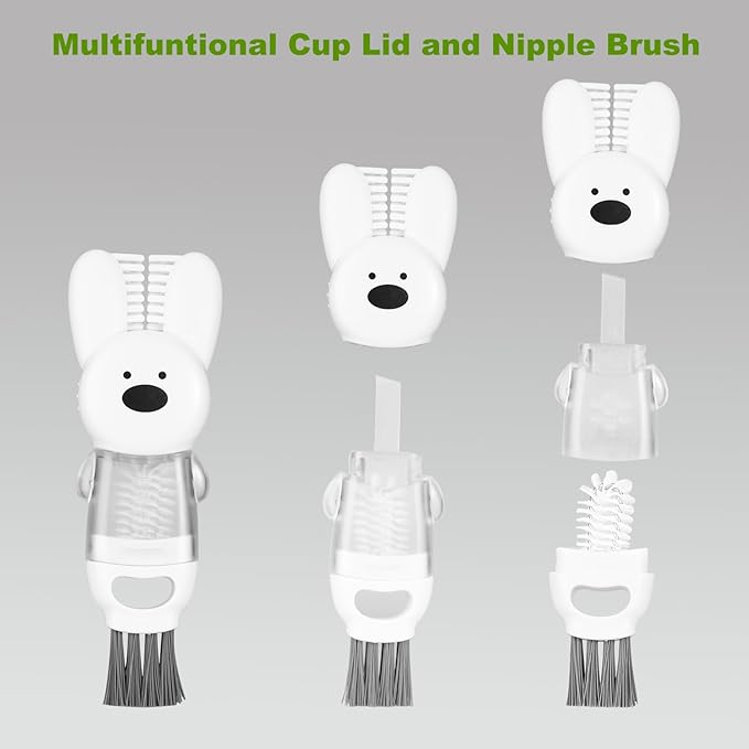 [3 Pack] Bottle Brushes, Stainless Steel Long Handle Water Bottle Scrub Cleaning Brush Set Including Straw & Lid Cleaner for Baby Bottles, Sports Cups, Coffee Mugs, Tumblers