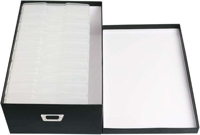 novelinks Photo Case 4" x 6" Photo Storage Box, 10 Inner Picture Storage Containers & Photo Organizer Cases, Portable Photo Craft Keeper for Photos, Crafts, Cards (Black, 2 Pack)