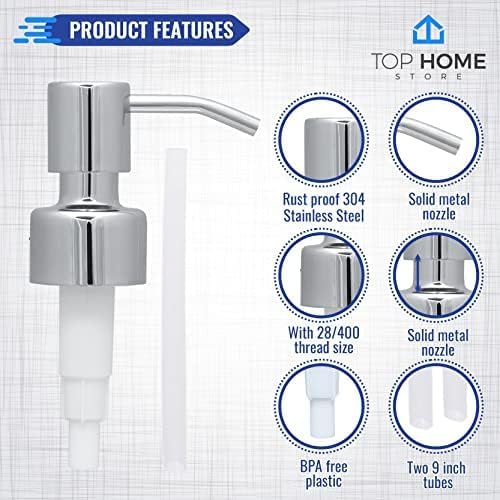Stainless Steel Soap and Lotion Dispenser Pumps, Replacement for Your Bottles (Chrome, 4 Pack)