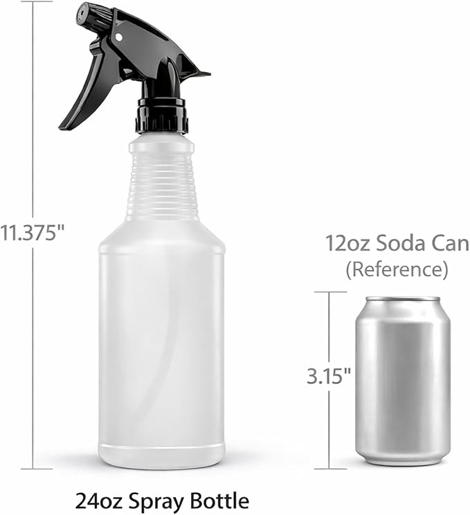 Bar5F Spray Bottles, 24oz, 3 Pack, Chemical-Resistant, BPA-Free, Compatible with Vinegar, Rubbing Alcohol, Cleaning Solutions, Non-Toxic HDPE Bottle for Plants, Pet, BBQ, Auto Detailing, Made in USA