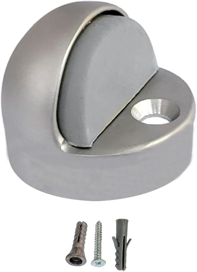 QCAA High Dome Floor Door Stop, 1-11/16" x 1-3/16", Zinc Die Cast, Satin Nickel, 1 Pack, Made in Taiwan