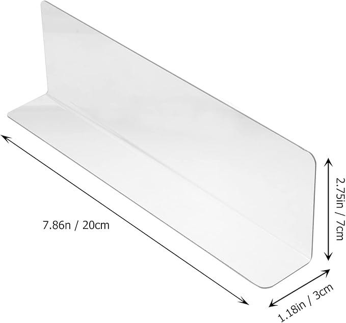 10pcs Clear Shelf Dividers for Shelves, 7.86" Long Clear Pharmacy Shelf Dividers L Shape Separator Thicken Clapboard for Commodity Classification for Cabinets Shelf Store