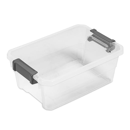 Sterilite 18-Pack Modular Stacker Box, Durable Clear Plastic Storage Bins with Latching Lids, 16 Quart - Stackable Organizing Container Boxes for Closet, Bathroom, and Office