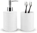 2 Piece Bathroom Accessory Set, Bathroom Accessories Set Include Soap Dispenser and Toothbrush Holder for Modern Bathroom Decor