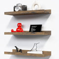 RICHER HOUSE 3 Set Floating Shelves for Wall Decor, 16 inches Wall Mounted Book Shelf, Nursery Shelves Picture Ledge Shelf with Lip for Storage, Bedroom, Living Room, Bathroom - Brown