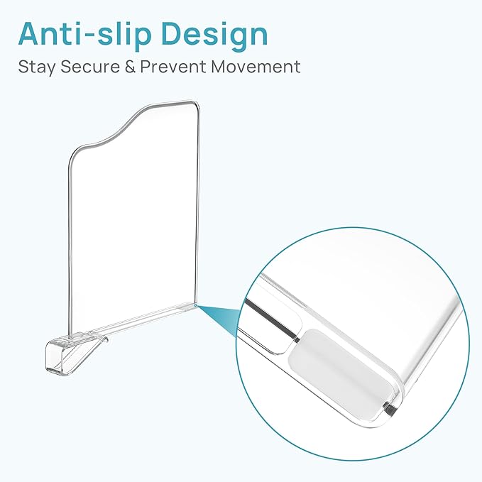 Vtopmart 12 Pack 12in Height Shelf Dividers for Closet Organization, Clear Plastic Closet Shelf Dividers of Upgrade 12in for Maximizing Vertical Space Storage, Organizing Sweater, Jeans, Shirts, Bags
