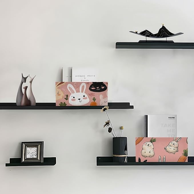 Pink Cute Rabbit and Carrots Closet Storage Bins 2 Pcs Felt Open Home Storage Containers Organizer with Handles Collapsible Shelf Basket for Home Office Craft Room Classroom Fabric