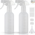 Spray Bottles 12oz HDPE Spray Bottle for Hair Mist/Stream Scale Empty Heavy Duty Refillable Containers for Cleaning Solutions, Plants, Vinegar 2 Pack (White, 12oz)