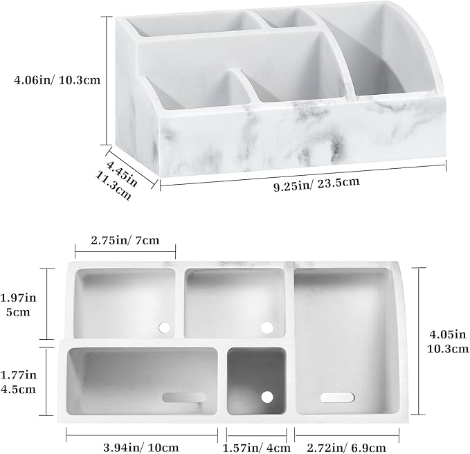 Luxspire Electric Toothbrush Holders, Bathroom Organizer Countertop Caddy 5 Slots Resin Large Toothbrush Holder Caddy Toothpaste Razor Marble Toothbrush holders for Bathroom Accessories, Gravel White