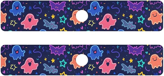 Kitchen Sink Splash Guard 2 PCS 30 Inch Sink Faucet Mat Splash Guard for Bathroom Countertop Water Absorbent Foldable Cuttable Soft Washable Halloween Neon Ghosts Stars and Bats