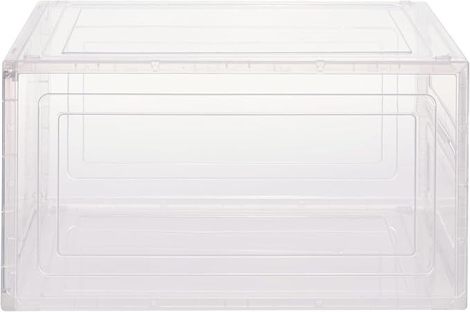 Simplify Shoe Storage Boxes 12 Pack | Easy Assembly | Stackable | Great for Shoe Collectors | Home Organization | Storage | Lightweight | Plastic | Dimensions 13.9" L x 9.8" W x 7" H | Clear/White |