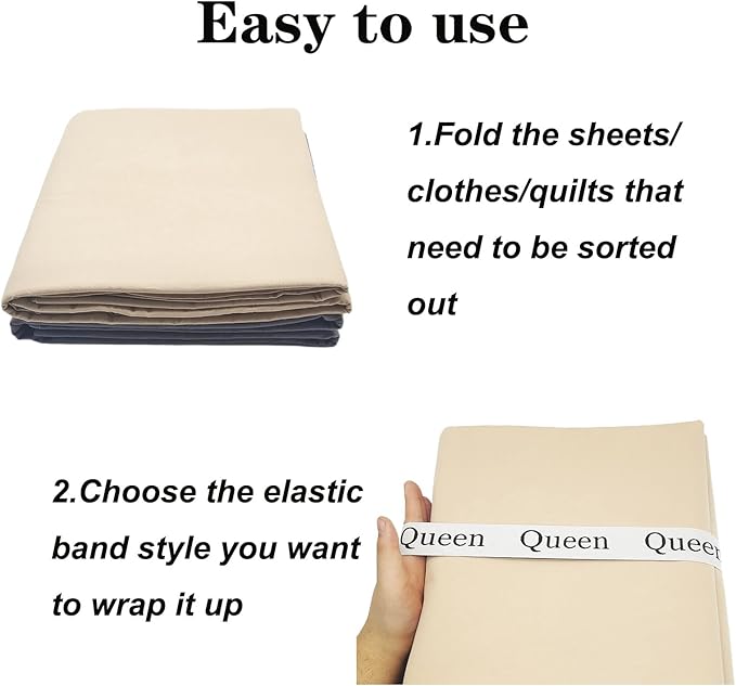 Maletnd 2 Pieces Bed Sheet Organizer Bands, Closet Organization Sheet Straps, Linen Labels Bedding Bands, Elastic Bed Sheet Storage Sheet Keepers (Twin)
