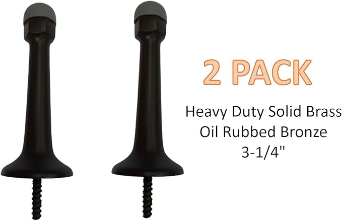QCAA Quality Heavy Duty Solid Brass Arrow Base Stop, 3-1/4", US10B Oil Rubbed Bronze with Black Tip, 2 Pack