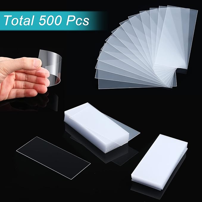 500 Pcs Clear Plastic Tags for Protecting Shelf Label, Price Tag Sign and Ticket Paper Label Holders Library Shelf Dividers Markers for Classroom Office(3 x 1.25 Inches)
