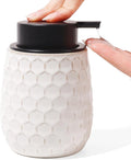 Soap Dispenser, 12 OZ Ceramic Liquid White Hand Soap Dispenser with Honeycomb Design for Kitchen or Bathroom, Refillable Dish Lotion Dispenser, ANTIS'S HOME