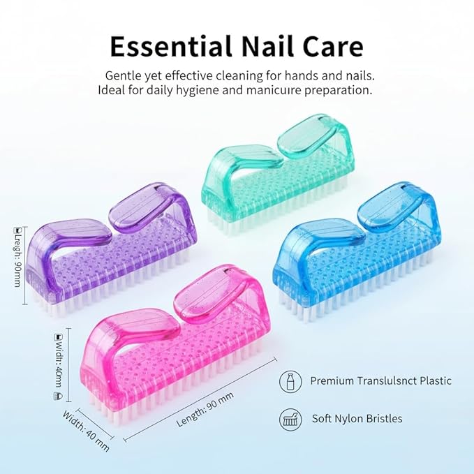 3Pcs Different Kinds of Fingernail brush with Plastic Handle Nail brush for cleaning Fingernails - Easy to use Nail Scrub brush - Nail Cleaner Nail brushes for Hands Feet(pink)