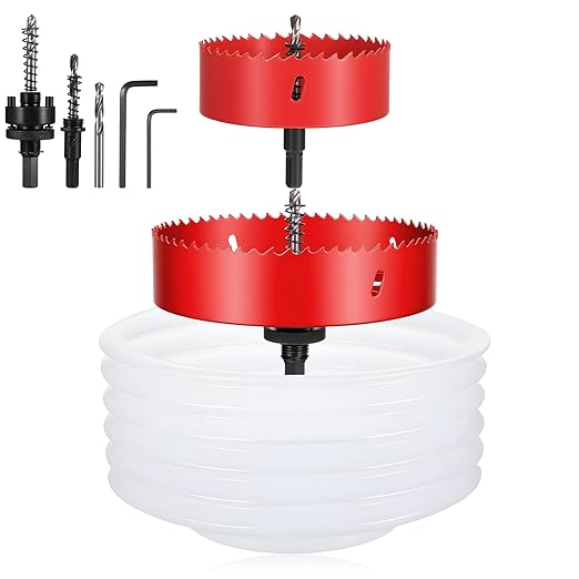 6-Inch & 4-Inch Hole Saw for Recessed Lights, Holes Drill Cutter with Dust Catcher Tool, Hole Cutter with Dust Bowl Catcher, for Wood, Ceiling, Drywall, Recessed Lights, LED and Can Light