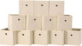 Foldable Storage Cubes Bins ,11 Inch Cloth Storage Cube Fabric Storage Box Cubes Organizer Baskets with Dual Handles for Home Organizer Set of 12 (Creamy-White)