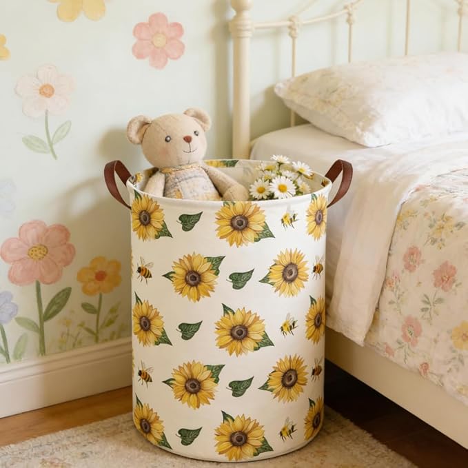 Bee hamper,Waterproof foldable Kids laundry basket,Nursery Hamper,Bee Room decor,Toy organizer,Dirty clothes basket(Bees)