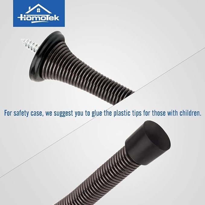 HOMOTEK 20 Pack Oil Rubbed Bronze Spring Door Stops,3-1/8” Heavy Duty Door Stop - Flexible Spring Door Stopper with Low Mounted Black Rubber Bumper Tips