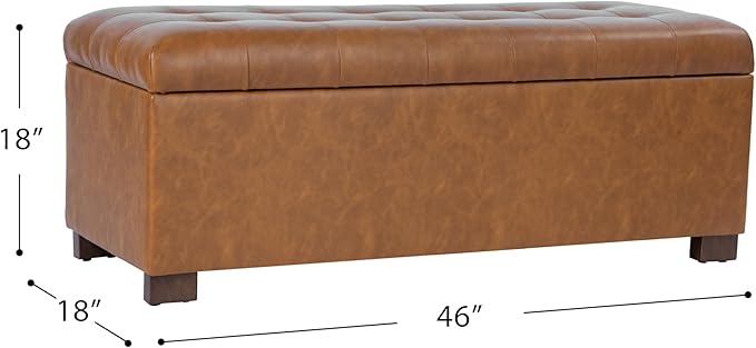Spatial Order Large Tufted Storage Bench - Carmel Faux Leather