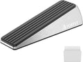 Heavy Duty Door Stopper Wedge - 1 Pack Big Size Door Stop Wedge Made of Aluminum Alloy Metal Suits Any Door, Any Floor with Set of 2 Plus Self-Adhesive Holder Satin Nickel Large Version