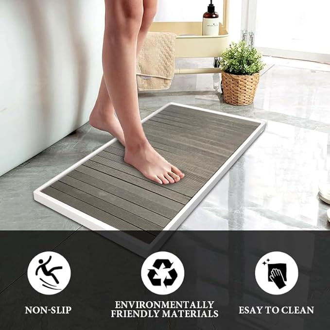 Natural Wooden Bath Mat Non Slip Easy to Clean Shower and Bathtub Mat for Indoor Outdoor Ice Bath Spa Sauna Pool