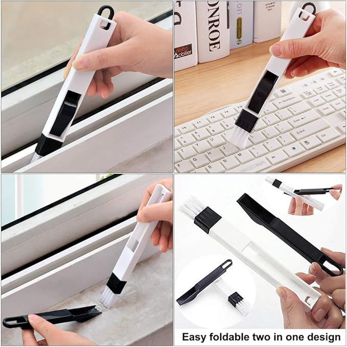 Window Track and Grout Cleaning Brush Set, 5Pcs Hard-Bristle Crevice Scrub Brushes for Sliding Doors, Tile Lines, Sink Corners, Small Gaps and Bottles, Essential Household Cleaning Tools