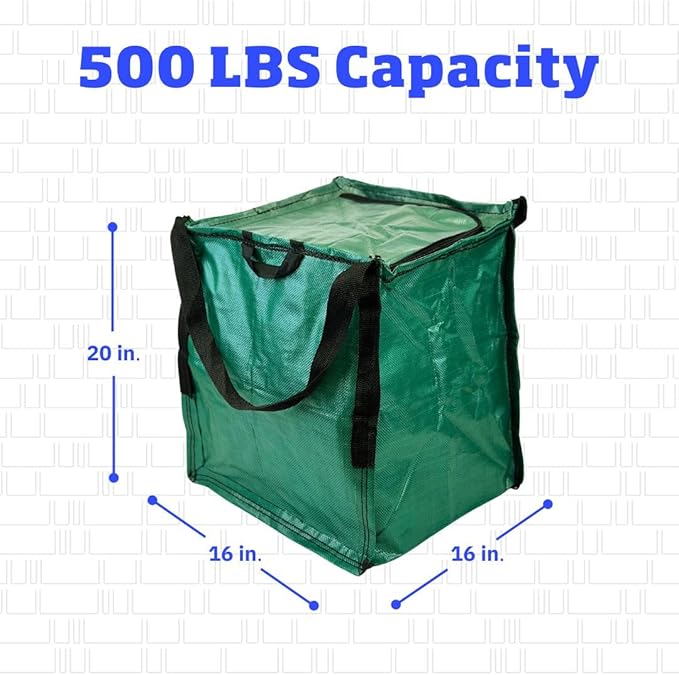DURASACK Heavy Duty Storage Tote Bag with Zipper Top 22-Gallon Rugged Woven Polypropylene Moving Bag, Reusable Self-Standing Design, Holds up to 500 Pounds, Pack of 4, Green