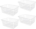 4 Pack Deep Freezer Organizer Bins Stackable Wire Basket for Organizing Metal Wire Storage Baskets for Pantry, Freezer Baskets for Chest Freezer, Upright Freezer