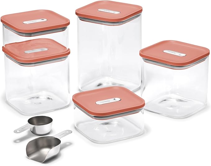 Caraway 13-Piece Glass Airtight Food Storage Containers with Lids – Non-Toxic, BPA-Free Kitchen Storage Containers – Stackable, Space-Saving Airtight Containers for Dry Goods and More - Perracotta