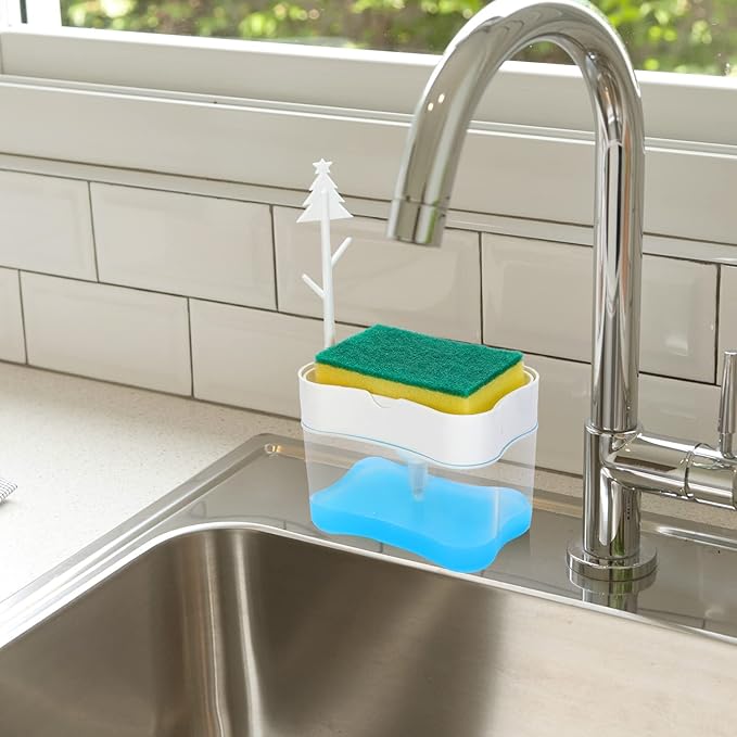 New 2026 Version Premium Quality Dish Soap Dispenser - Countertop Kitchen Soap Dispenser, Sink Dish Washing Soap Dispenser 13 Ounces (Sponge Included)