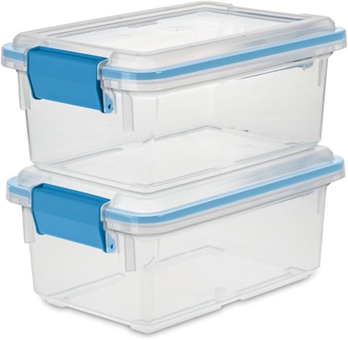 Sterilite 24-Pack Gasket Box, Weather-Resistant Storage Bins with Latching Lids, 7.5 Quart - Heavy-Duty Organizing Containers for Closet, Bathroom, and Office