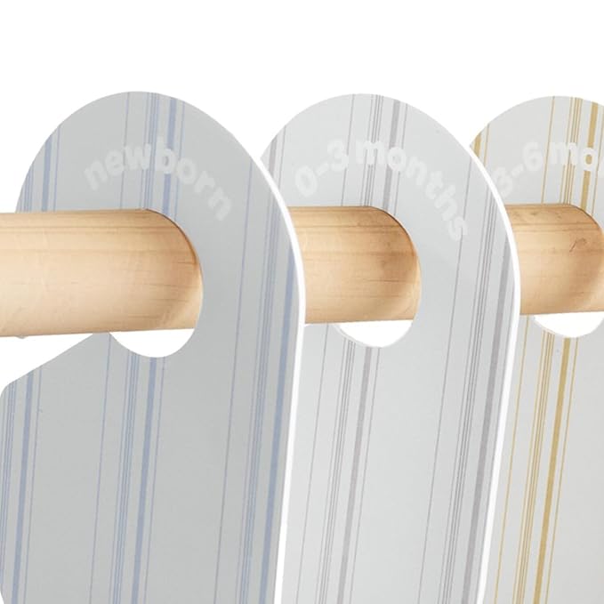 3 Sprouts Baby Closet Dividers Set of 8 - Toddler Clothes Organizer Hanger, Double-Sided Size Labels - Nursery Organization for Newborn Clothing, Infant, Boy & Girl - Stripe