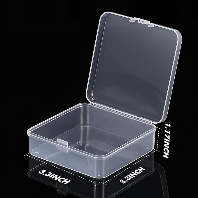 6 Pieces Mini Plastic Clear Beads Storage Containers Box for Collecting Small Items, Beads, Jewelry, Business Cards, Game Pieces, Crafts (3.3 x 3.3 x 1.1 Inch)