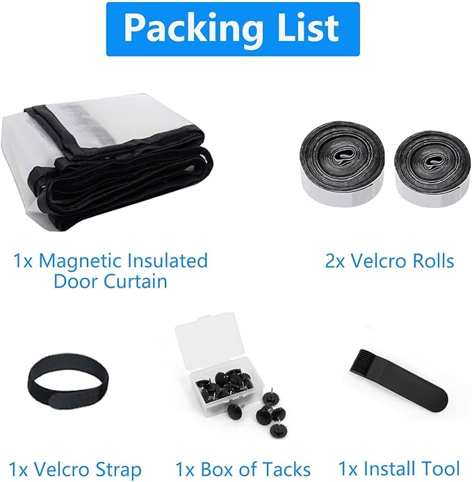 RELIANCER Magnetic Thermal Insulated Door Curtain,Waterproof EVA Door Cover,Left Right Side Opening,Fit Doors Size 38"x96",Self-Closing Insulated Doorway Curtain,Patio Auto Close Thermal Doors Screen