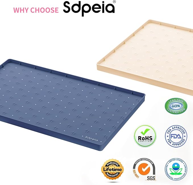 Sdpeia Under Sink Mat 28"×22" Waterproof Silicone Cabinet Liner & Sink Protector for Kitchen & Bathroom, Multi-Purpose Organizers Tray for Pets, Laundry, Cat Litter Mat