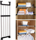 BAOYOUNI Adjustable Shelving Expandable Closet Shelves Tension Rod Clothes Hanger Storage Rack DIY Cabinet Wardrobe Kitchen Bathroom Divider Separator Organizer, Black, 2 Pack