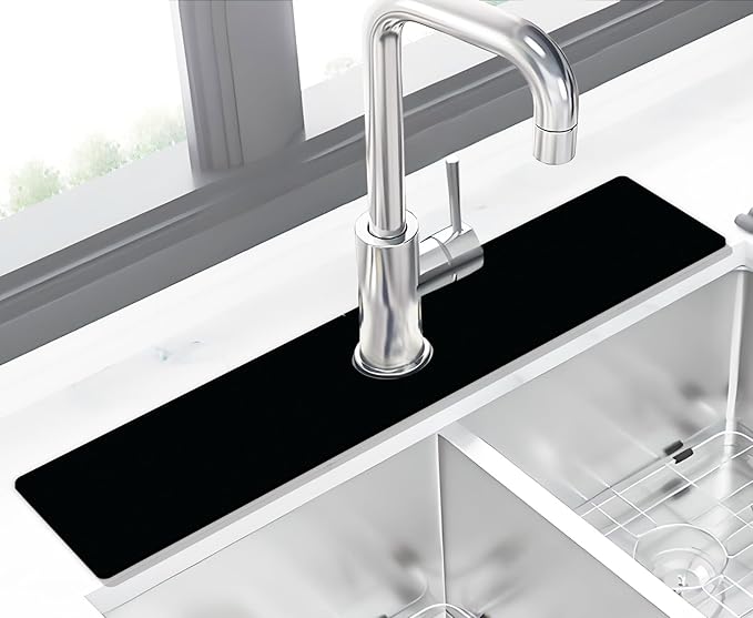 Kitchen Sink Splash Guard Faucet Mat -2 PC Super Absorbent Fast Drying Mat Sink Gadgets-Splash Guard Behind Faucet Drip Catcher for Kitchen(23.5" X 5.5" )