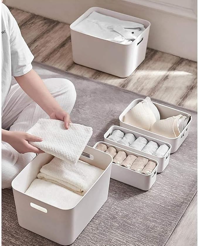 Amyup Plastic Storage Bins,Versatile Kitchen Pantry Organization and Storage,for Plastic Storage Container Under Bed,Under Sink Bathroom Organizer (1 Pack Medium, White)