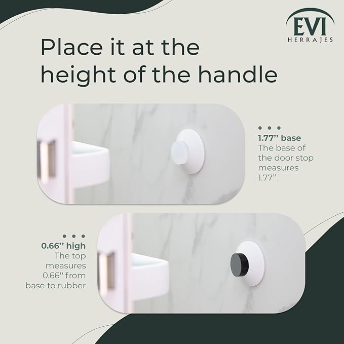 EVI Herrajes | Doorstop for Wall Placement | 45 x 17 mm | Stainless Steel White Lacquered | White and Black Rubber Included | Adhesive Installation or with Screw