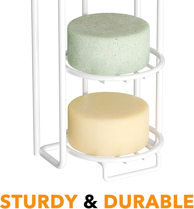 SpaceAid 4 Tier Shampoo Bar Holder for Shower, Self Draining Soap Bar Holders Caddy for Bathroom Wall and Kitchen Sink, Shampoo Bar Dish Rack, Stainless Steel Bar Soap Holder (White)