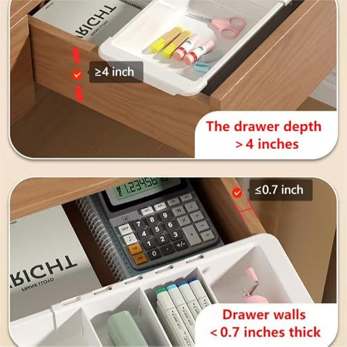 YOOUSOO Expandable Drawer Organizer, 2 PCS Adjustable Drawer Organizer Trays, Drawer Dividers Organizers and Storage For Office Supplies, Pens, Makeup,Utensils, Tools, Flatware and Junks, White