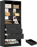Homieasy Closet System Organizer with 3 Drawers and Partition Storage, Freestanding Wardrobe Organizer Modular with Shoe Shelf, Expandable for Walk-in or Reach-in Closets, Black